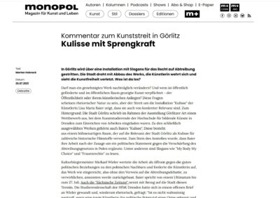 Lisa Maria Baier — Kulisse — Installation in public space Görlitz, part of Görlitzer Art — 2021–2026