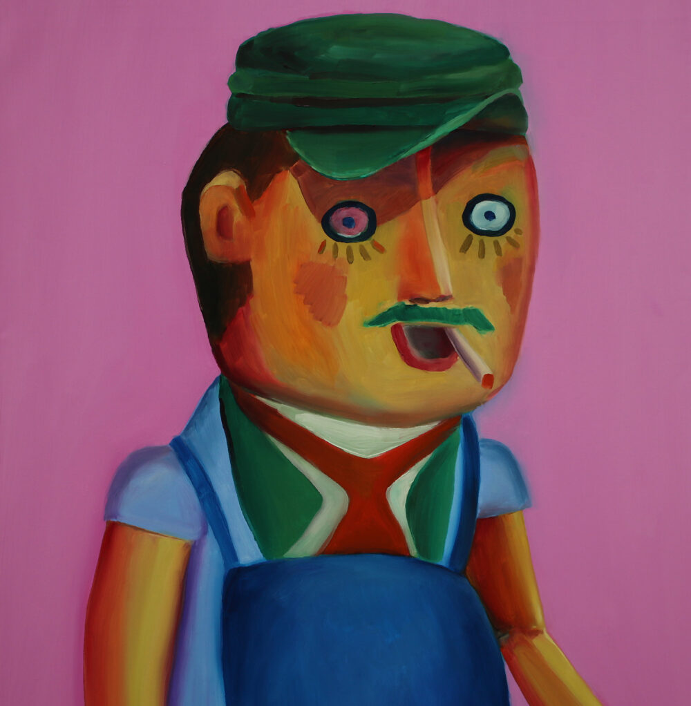 Karim Stonjeck - Holzkopf (Pink) - 2019 - Öl auf Leinwand - 50 x 60 cm