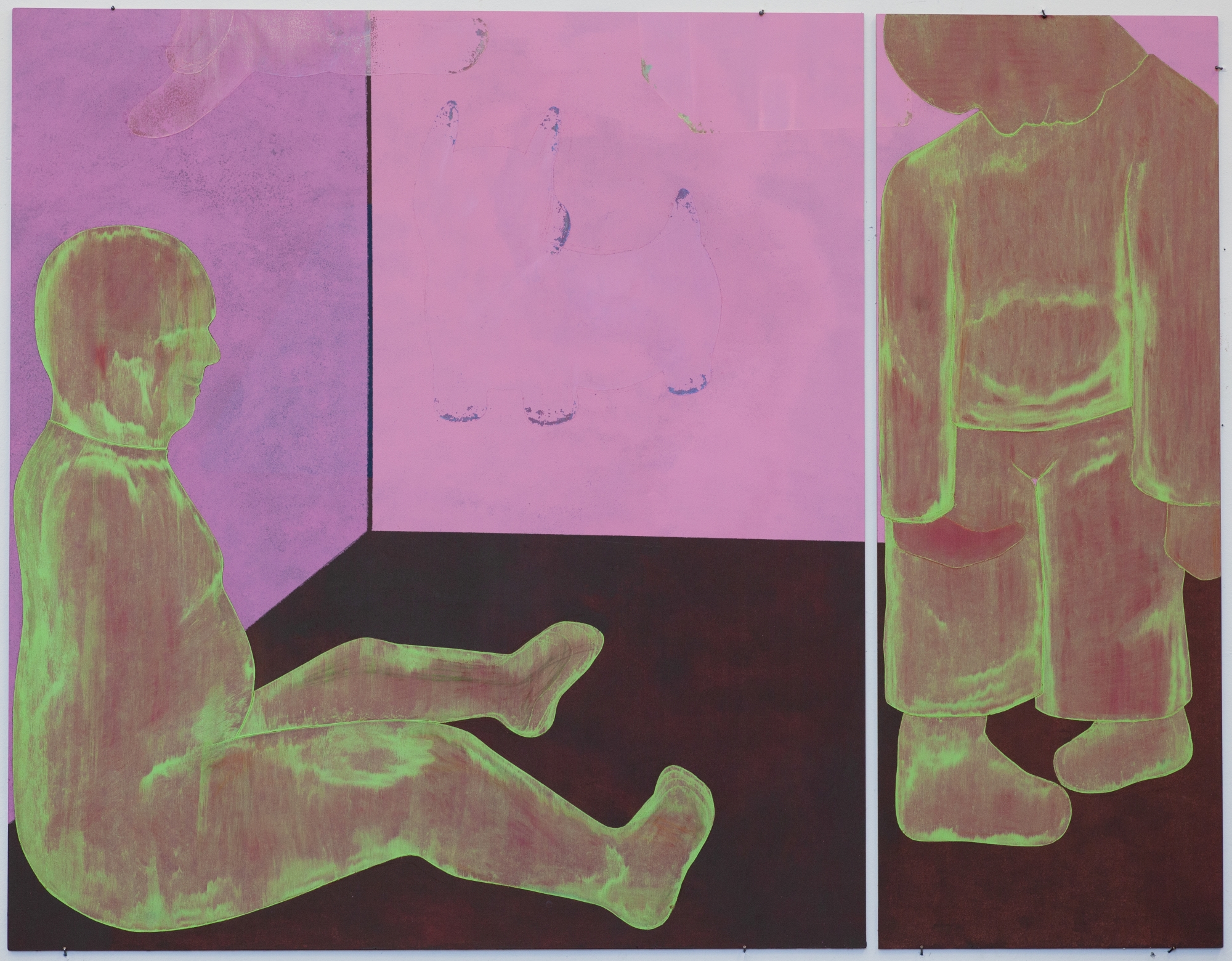 Stephanie Schneider - Spielzimmer I - 2025 - Acryl und Ölpastell auf MDF - 100 × 126 cm