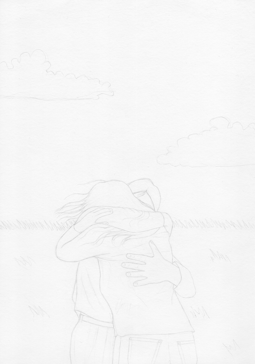 Sofia Nogueira – Umarmung – 2026 – Bleistift auf Papier – 29,7x21cm